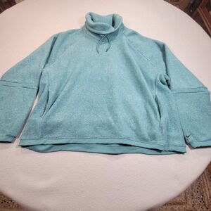 Nike Fleece Pullover Sweatshirt Womens XXL Teal Blue Funnel Neck Oversized Soft